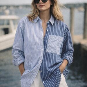 Abercrombie & Fitch Color Block Oversized Button Down Stripped Shirt Size XS/S